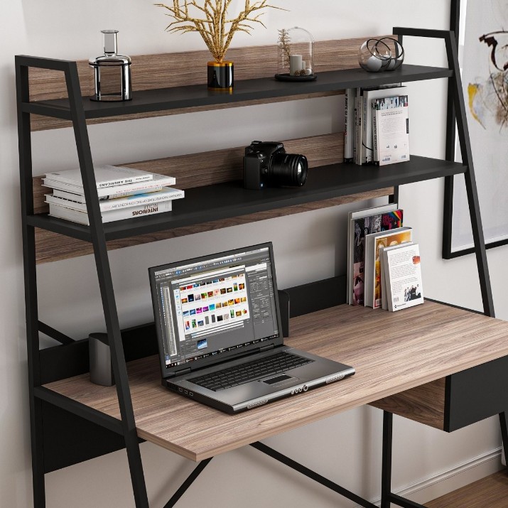 Masa de birou Hanah Home Arte Walnut Black