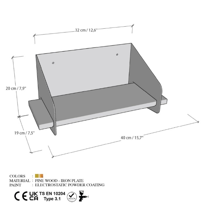 Настенная полка Hanah Home Medium Arm Black