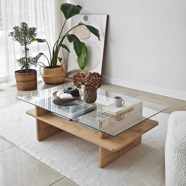 Măsuţă cafea Hanah Home Saga Rectangle Sapphire Transparent
