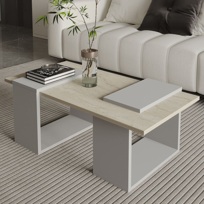 Журнальный столик Hanah Home Matris Grey Travertine