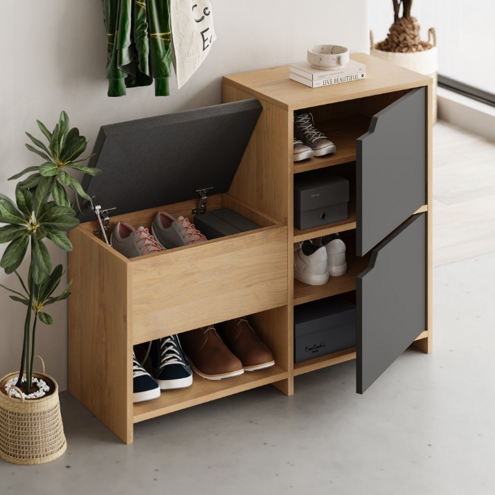 Rafturi pentru pantofi Hanah Home Haven Shoe Bench Oak Anthracite