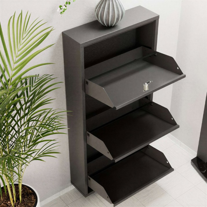 Rafturi pentru pantofi Hanah Home Locking 3 Piece Metal Anthracite