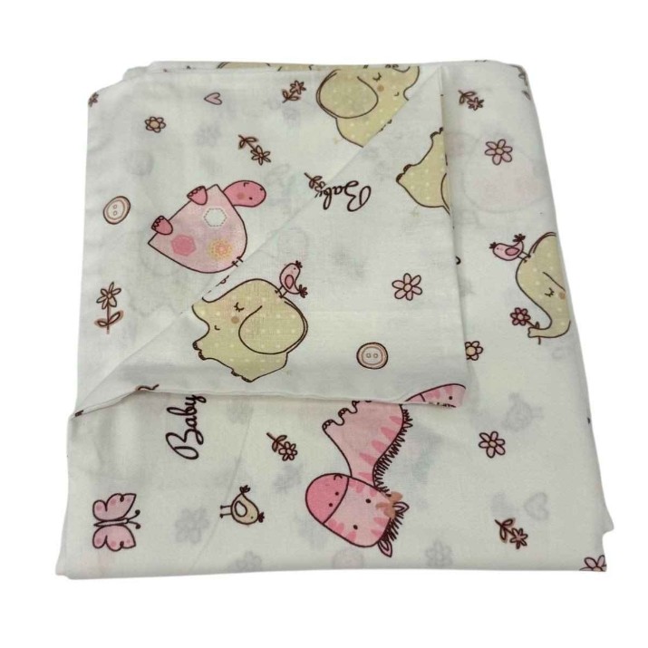 Lenjerie de pat pentru copii Holala Kids Tiny Pink Friends 120x90cm