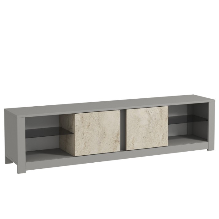 Comodă TV Hanah Home Aydos Grey Travertine