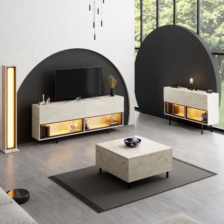 Тумба под ТВ Hanah Home Ekol Down Travertine