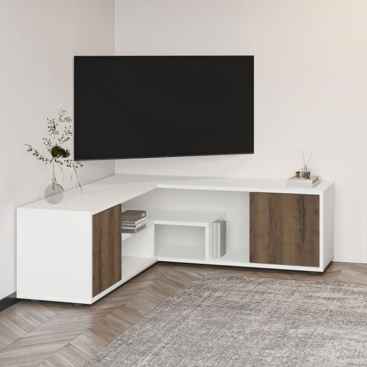 Тумба под ТВ Hanah Home Rosa White Antique Walnut