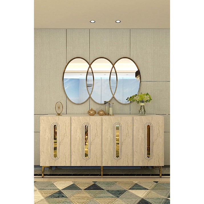 Тумба Hanah Home Rany 150 White Travertine Gold