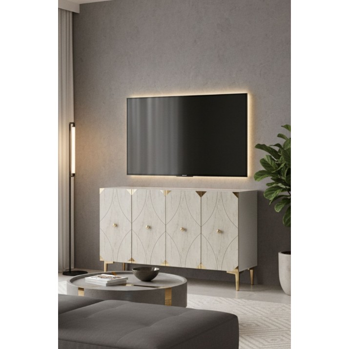 Тумба Hanah Home Alfa 120 White Travertine Gold