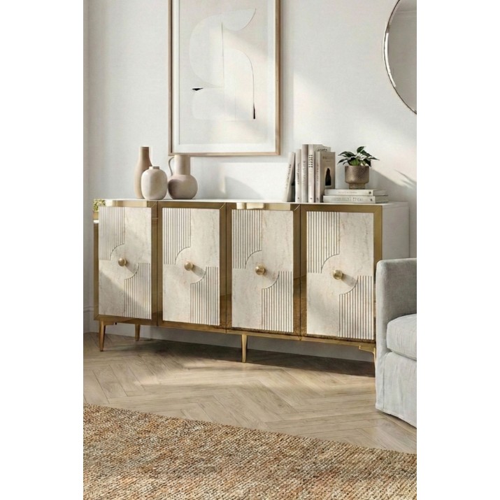 Тумба Hanah Home Pega 150 White Travertine Gold