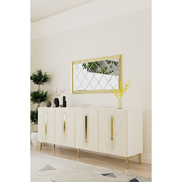 Dulăpior Hanah Home Rany 180 White Travertine Gold