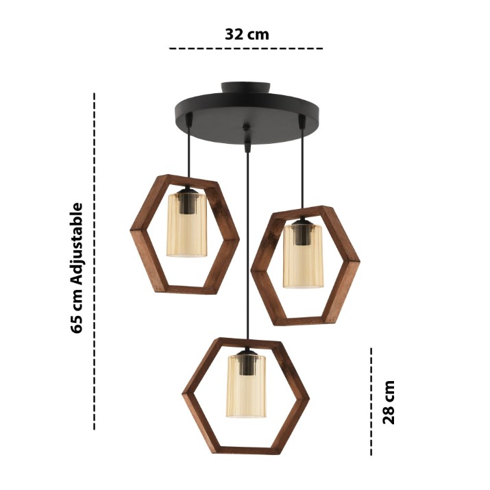 Люстра Opviq Hexagon Triple Dark B Glass