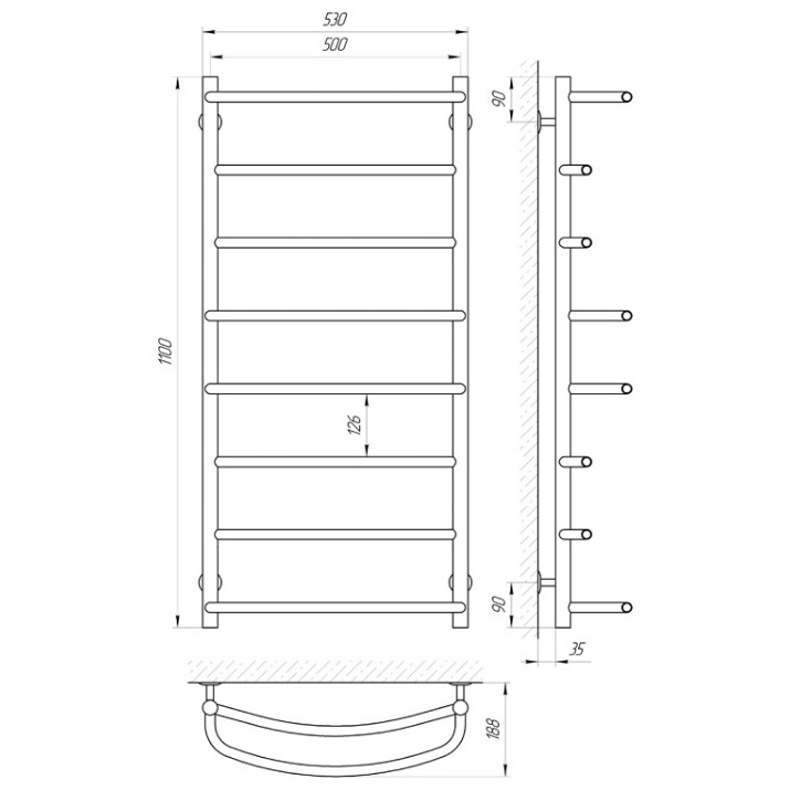 Uscător de prosoape Laris Euroflesh P8 500х1100