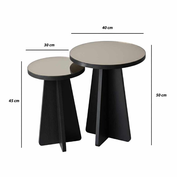 Набор журнальных столиков Hanah Home Luna Black 2pcs