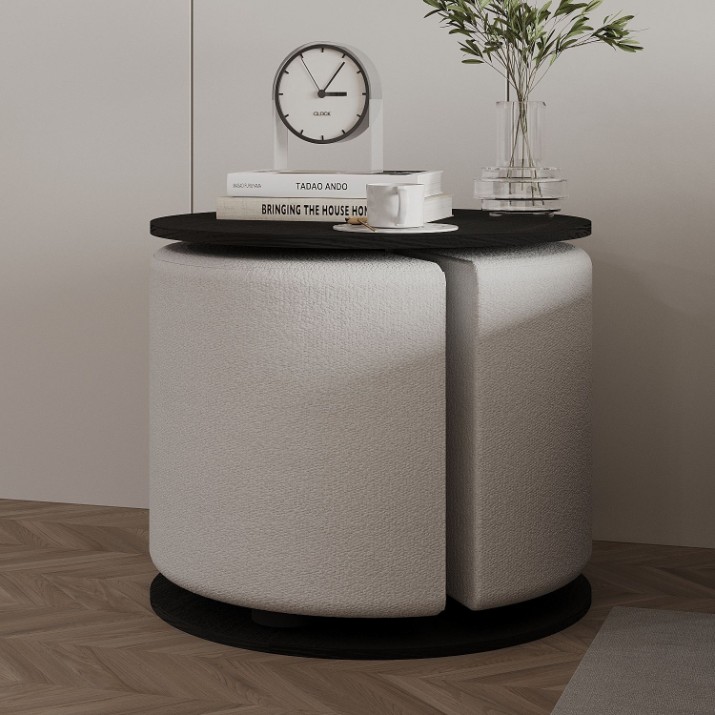 Журнальный столик + пуф Hanah Home Vexana Black 2pcs