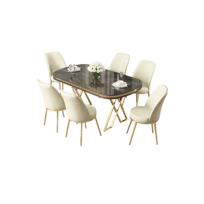 Set mobilă pentru bucătărie Hanah Home Lai Anthracite Gold Cream