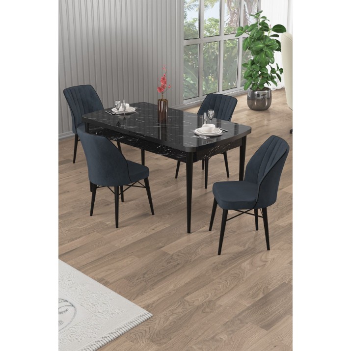 Комплект для столовой Hanah Home Uzi Black Marble Anthracite