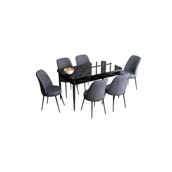 Set mobilă pentru bucătărie Hanah Home Han Black Marble Fume