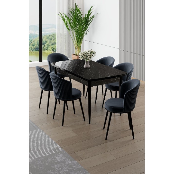 Комплект для столовой Hanah Home Asfel Black Marble Anthracite