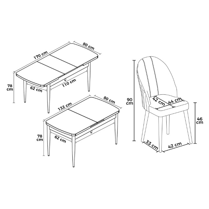 Комплект для столовой Hanah Home Enya Baroque Anthracite