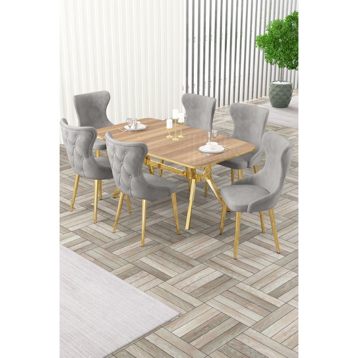 Комплект для столовой Hanah Home Esla Oak Gold Grey