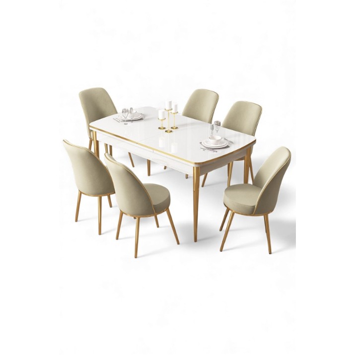 Set mobilă pentru bucătărie Hanah Home Nira White Gold Cream
