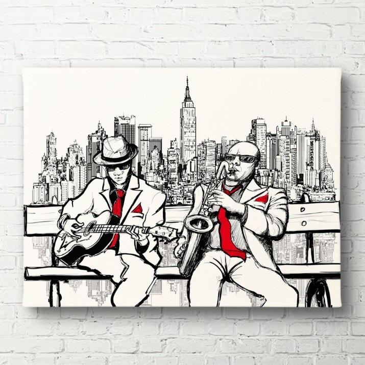 Картина ArtShop Musicians On A Bench 90x60cm (PMU6-P-L)