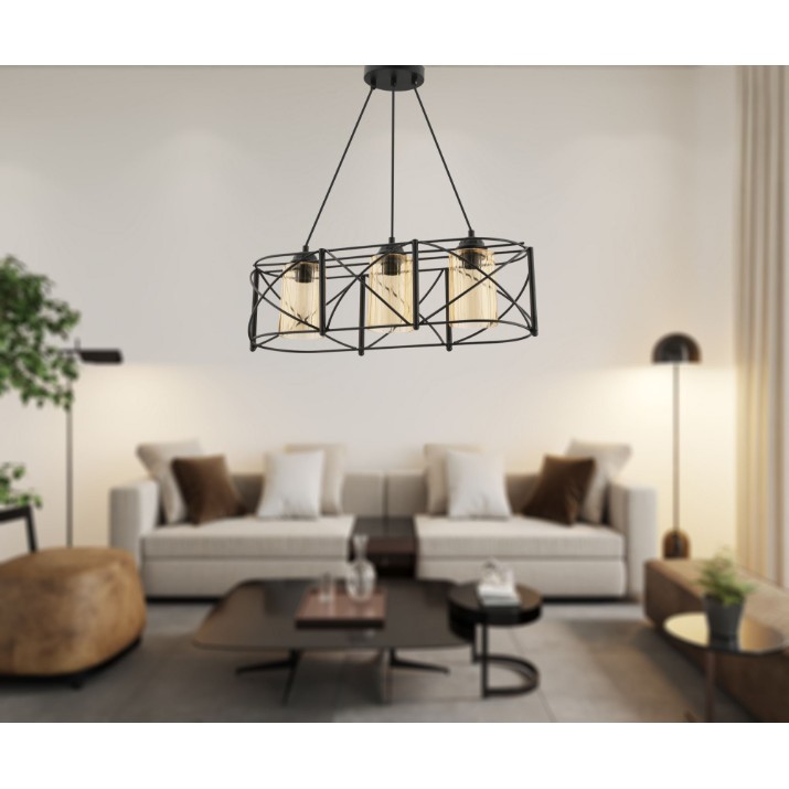 Lustră Opviq Dratrio Glass Black Yellow