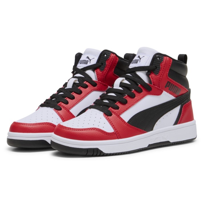 Ботинки детские Puma Rebound V6 Mid Jr Puma White/Puma Black/For All Time Red, s.37.5