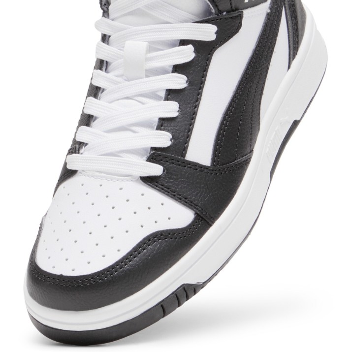 Ботинки детские Puma Rebound V6 Mid Puma White/Black/Shadow Gray, s.37.5