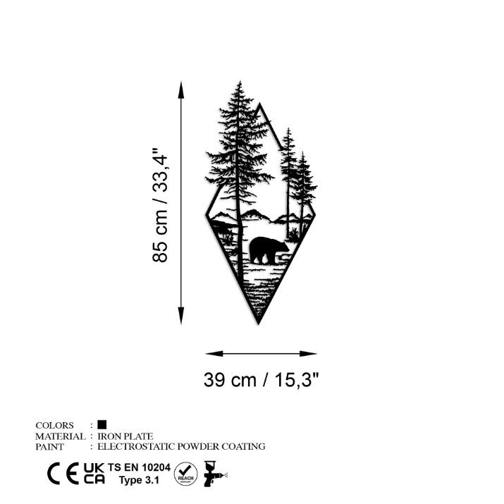 Panou decorativ Wallity Bear Black v2