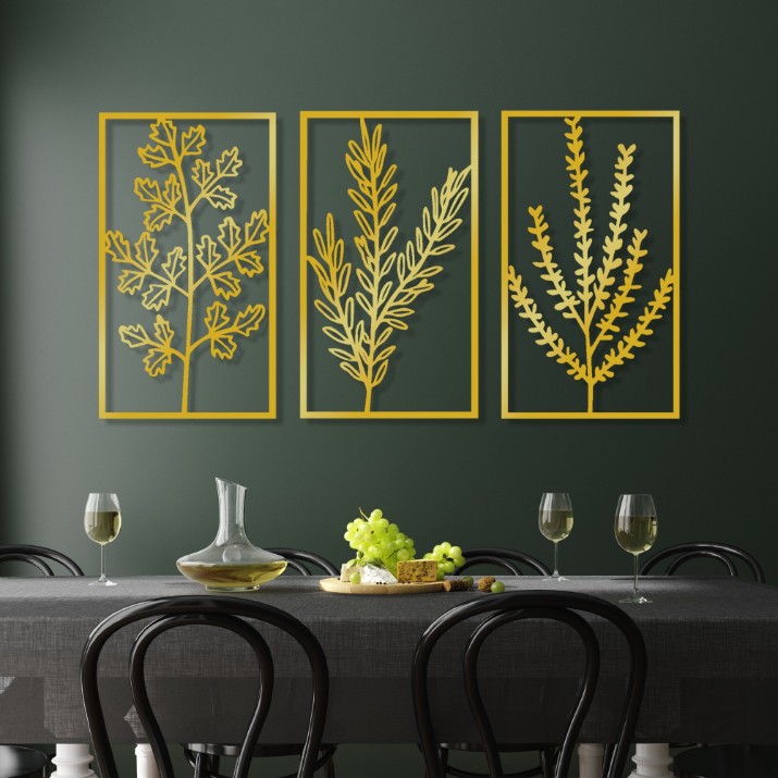 Panou decorativ Wallity Golden Triple Flowers 4