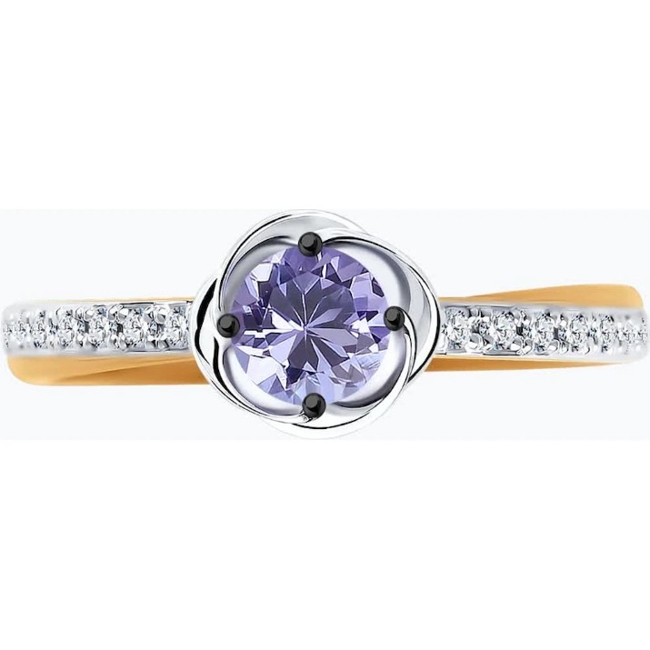 Inel din aur combinat cu diamante si tanzanit Casa Bosco 6014085 3,11g s.18,5