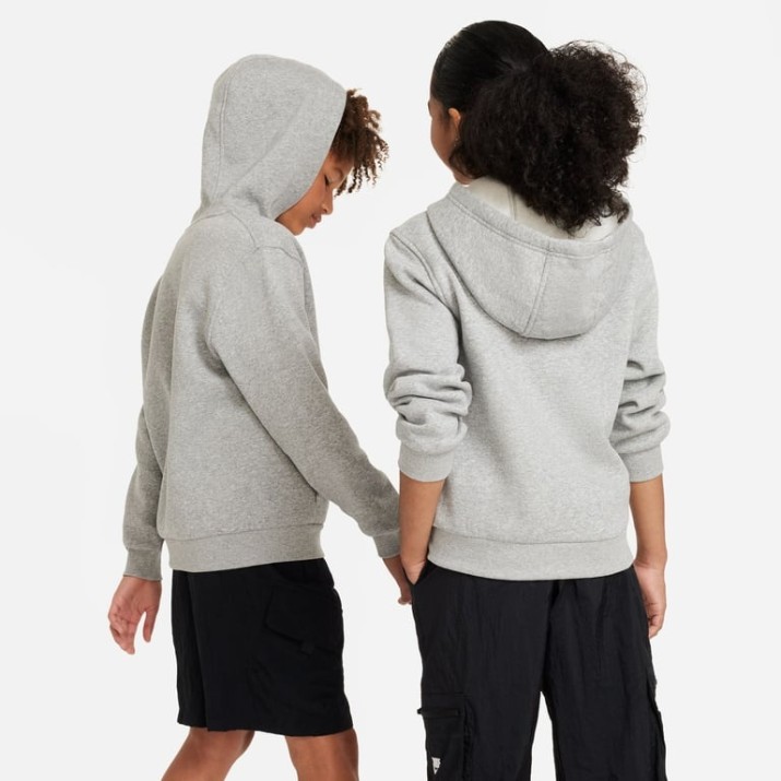 Детская толстовка Nike Sportswear Club Fleece Dark Grey Heather/Base Grey/White, s.XS