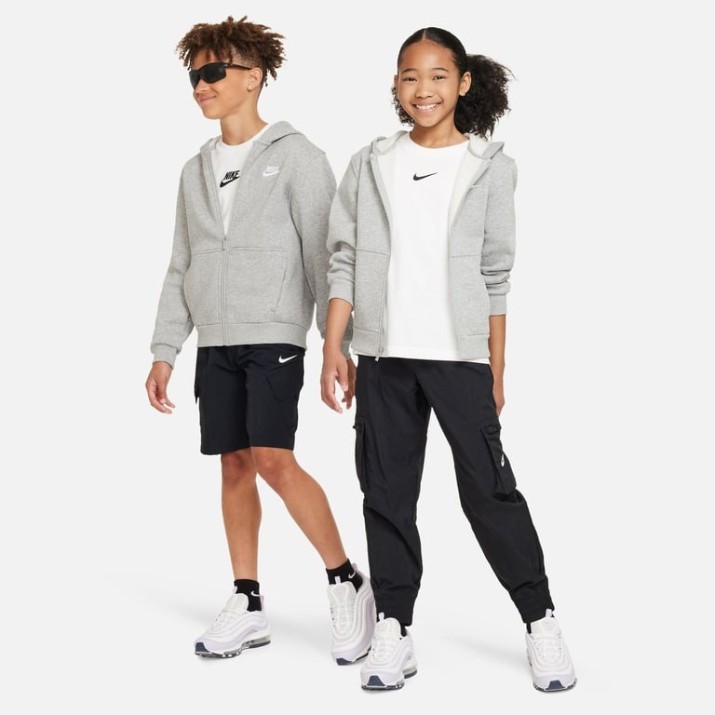 Детская толстовка Nike Sportswear Club Fleece Dark Grey Heather/Base Grey/White, s.S