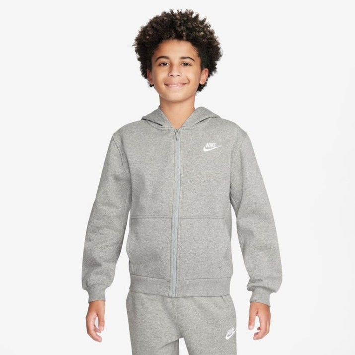 Детская толстовка Nike Sportswear Club Fleece Dark Grey Heather/Base Grey/White, s.L