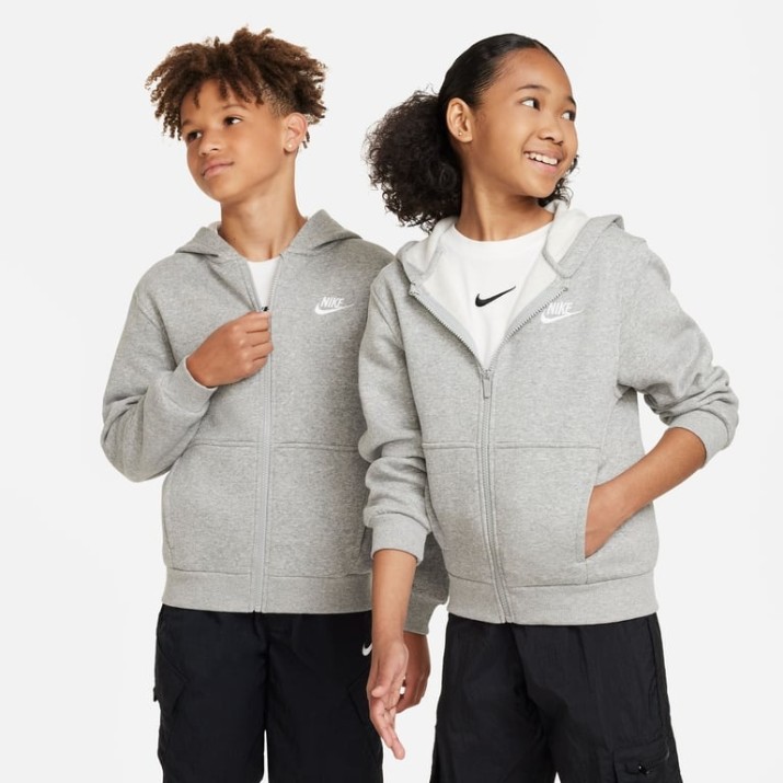 Детская толстовка Nike Sportswear Club Fleece Dark Grey Heather/Base Grey/White, s.XL