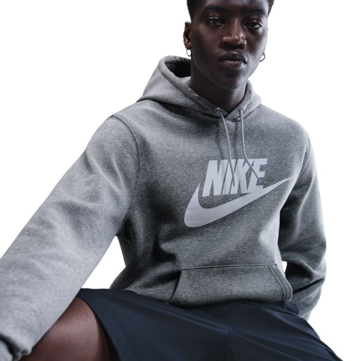 Hanorac pentru bărbați Nike Sportswear Club Fleece Pullover Dark Grey Heather/Light Smoke Grey/White, s.XL