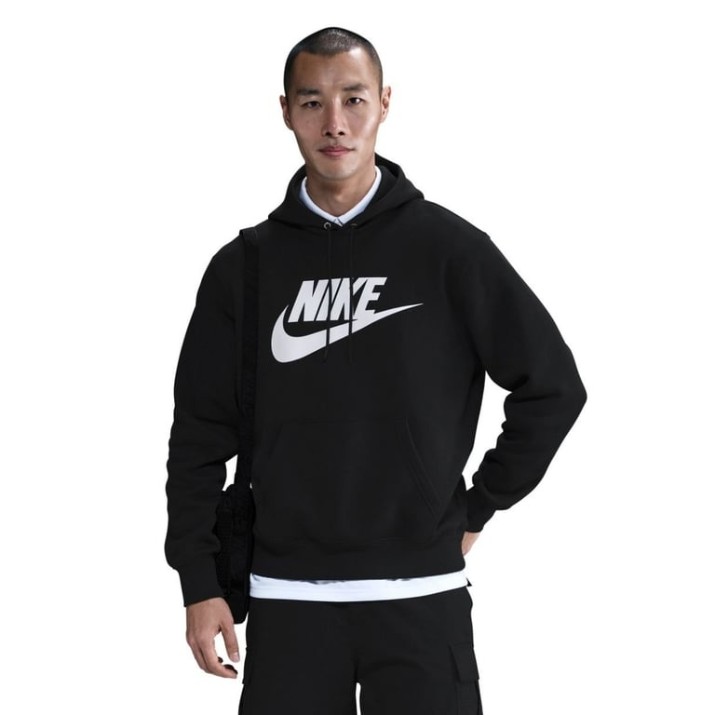 Мужская толстовка Nike Sportswear Club Fleece Pullover Black/Black/White, s.M