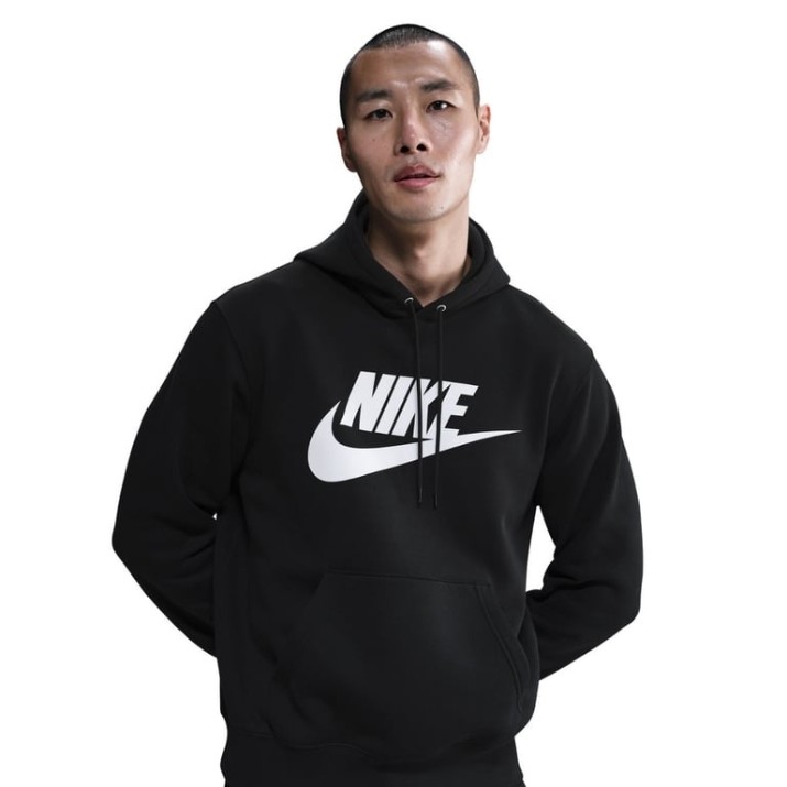 Мужская толстовка Nike Sportswear Club Fleece Pullover Black/Black/White, s.M
