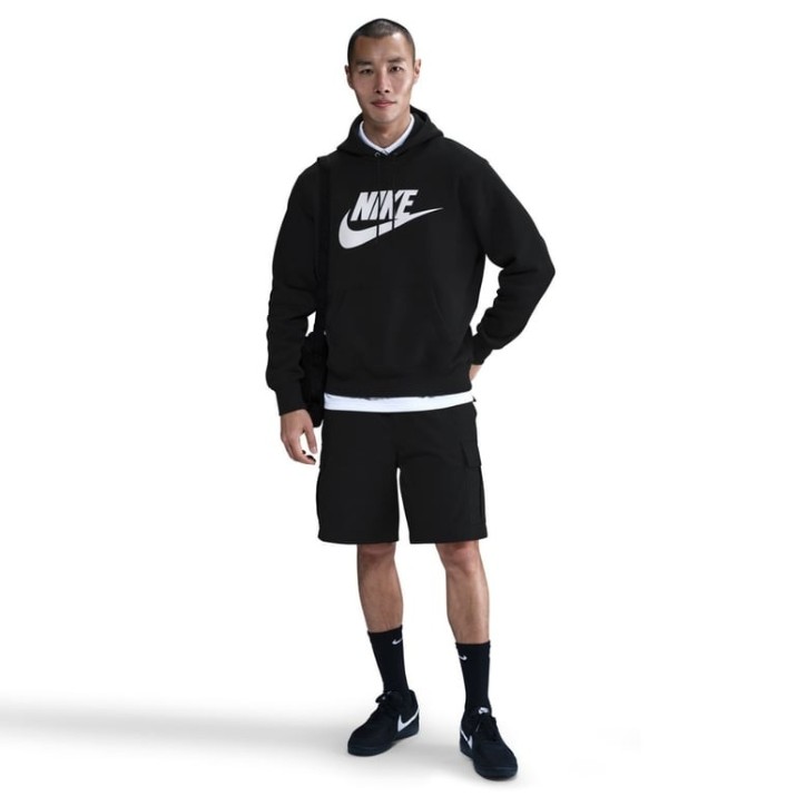 Hanorac pentru bărbați Nike Sportswear Club Fleece Pullover Black/Black/White, s.L