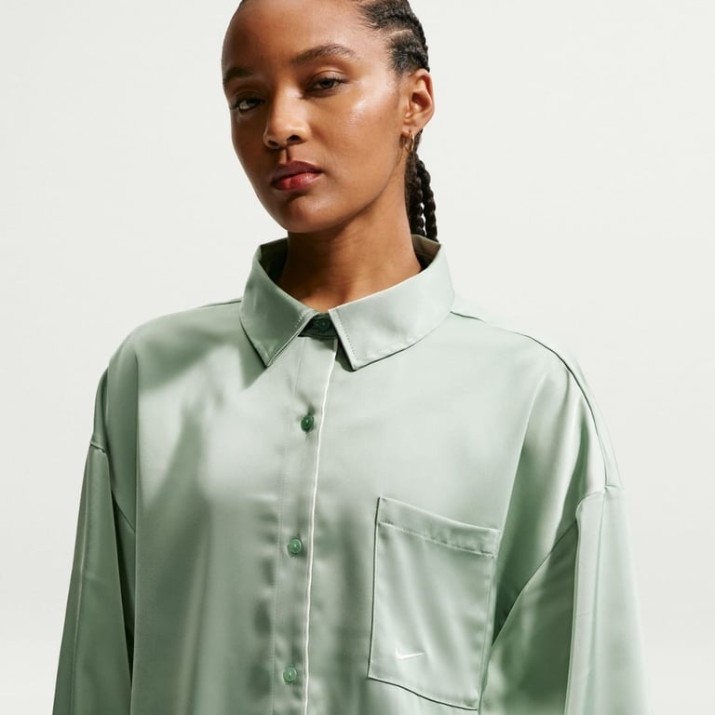 Cămașă damă Nike Sportswear Oversized Satin Long-Sleeve Steam/Sail, s.XL