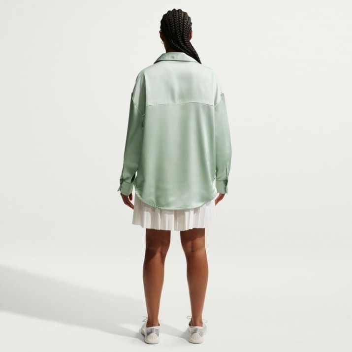 Женская рубашка Nike Sportswear Oversized Satin Long-Sleeve Steam/Sail, s.XS