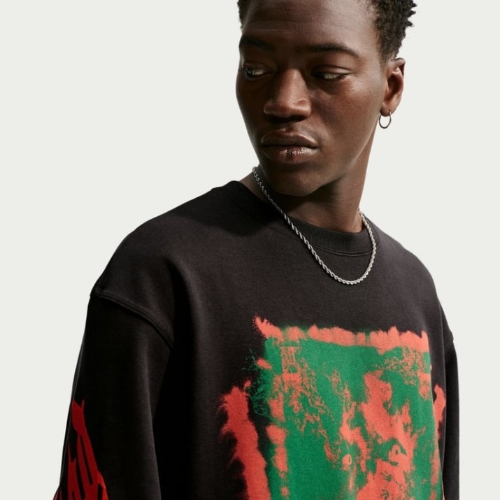 Мужская толстовка Nike Sportswear Fleece Crew-Neck Black/Bright Crimson/White/Safety Orange, s.L