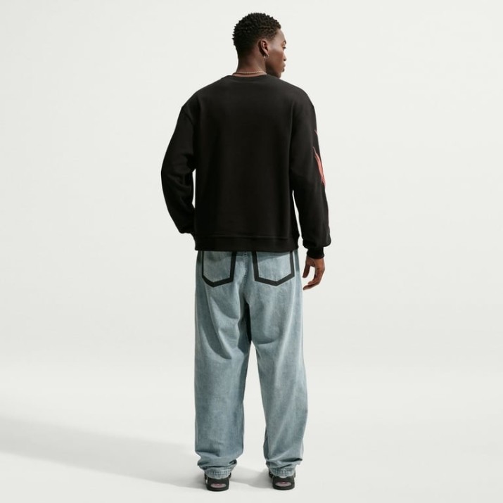 Мужская толстовка Nike Sportswear Fleece Crew-Neck Black/Bright Crimson/White/Safety Orange, s.L