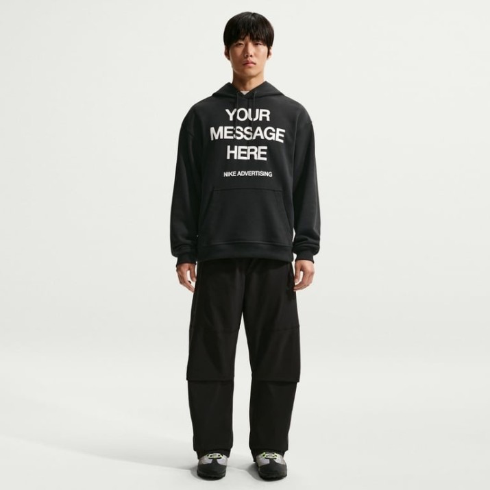 Hanorac pentru bărbați Nike Your Message Here Black/White/Safety Orange, s.XL