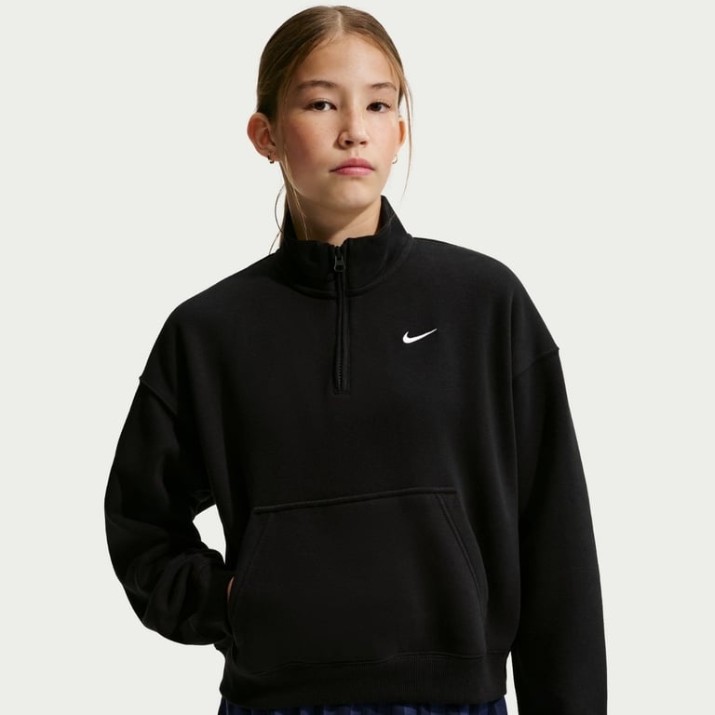 Hanorac pentru copii Nike Sportswear Studio Fleece Black/White, s.XL