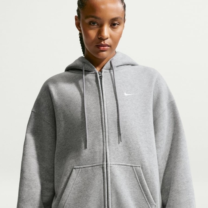 Hanorac damă Nike Studio Fleece Medium Weight Dark Grey Heather/Sail, s.L