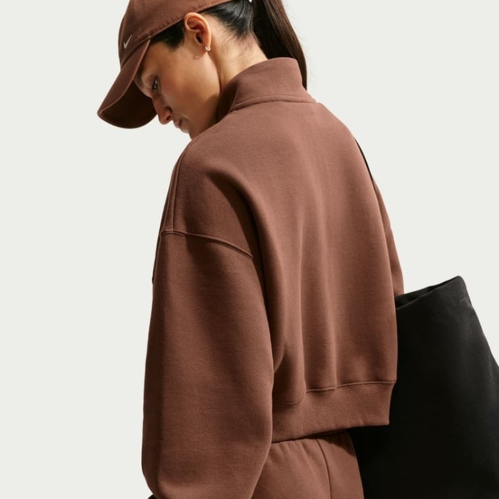 Женская толстовка Nike Studio Fleece Medium Weight Cacao Wow/Sail, s.XS