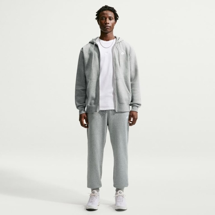 Мужские спортивные штаны Nike Club French Terry Dark Grey Heather/Light Smoke Grey/White, s.M