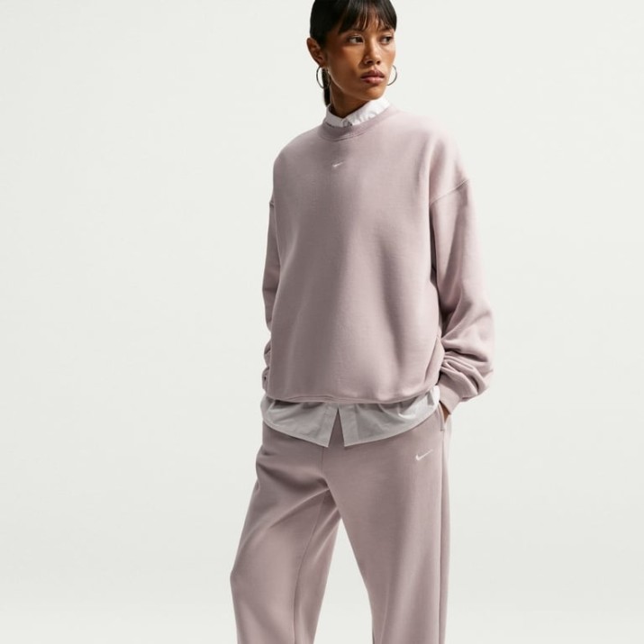 Pantaloni spotivi de dame Nike Studio Fleece Medium Weight Cream II/Sail, s.L